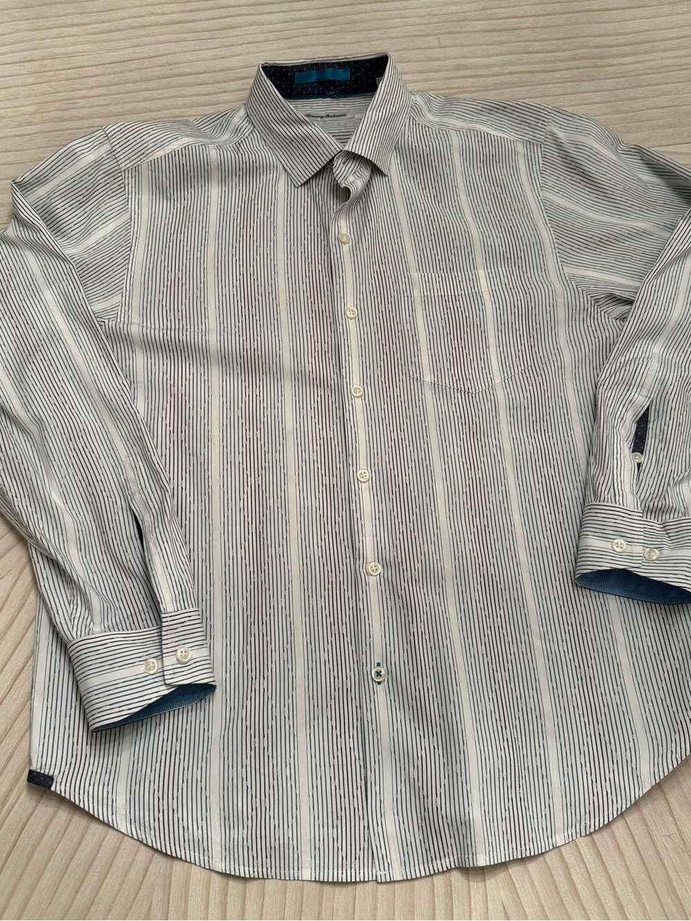 Tommy Bahama Vertical Stripe Button-Down Shirt - White and Navy